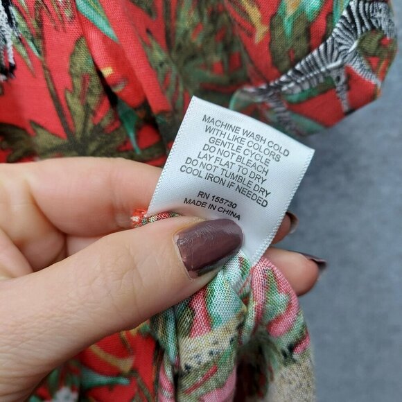 Jane + Delancey Womens Red Tropical Print Button-Up Shirt & Elastic Waist Pants - Picture 5 of 9